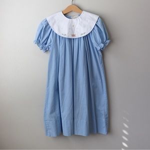 Vintage Rosalina Collections Gingham Embroidered Rabbit Bib Blue Dress 5